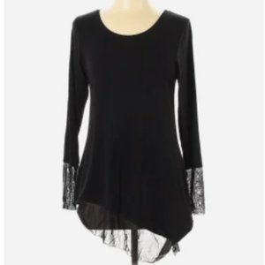 RUBY RIBBON Mesh Sleeve Tunic BLACK Size Large